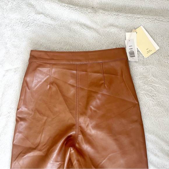 Aritzia Wilfred Adele Cognac Brown Vegan Leather Flare Pants - Picture 8 of 9